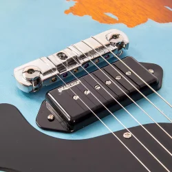 Vintage V120MRGHB ICON Distressed Gun Hill Blue Over Sunburst Elektrisk Guitar