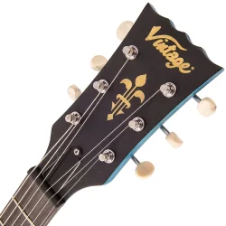 Vintage V120MRGHB ICON Distressed Gun Hill Blue Over Sunburst Elektrisk Guitar