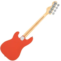 Vintage V4MFR ReIssued Maple Fingerboard Bass Guitar Firenza Red 4-strenget Elektrisk Bas 
