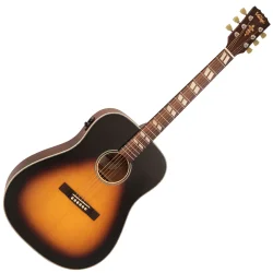 Vintage VE140VSB Historic Series 'Dreadnought' Electro-Acoustic Vintage Sunburst Western Guitar m/EQ