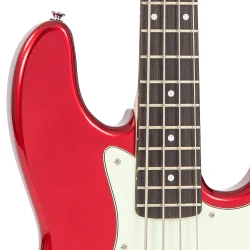 Vintage VJ74CAR ReIssued Bass Guitar Candy Apple Red 4-strenget Elektrisk Bas