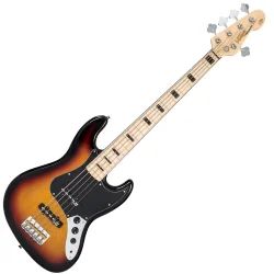 Vintage VJ75MSSB ReIssued Bass Guitar Maple Fingerboard Sunburst 5-strenget Elektrisk Bas