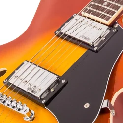 Vintage VSA500HB ReIssued Semi Acoustic Honeyburst Elektrisk Guitar 