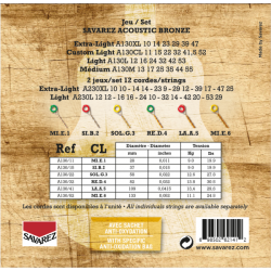 Savarez A130CL 80/20 Bronze Custom Light 011-052 Western Guitar Strenges�t