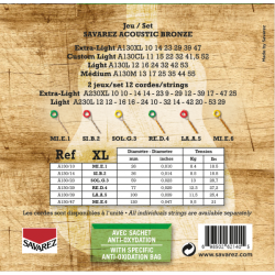 Savarez A130XL 80/20 bronze Extra Light 010-047 Western Guitar Strenges�t 