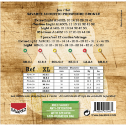 Savarez A140XL Phosphor Bronze Extra Light 010-047 Western Guitar Strenges�t          