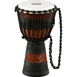NINO Percussion NINO-ADJ3-S Earth Rhythm Original Afrikansk Stil Small Rebtunet Tr� Djembe m/gedeskind (�20cm, Mahognitr�, Sort/Brun)