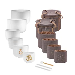 Meinl Sonic Energy CSBSETOM6 6-delt OM Hvid-Frosted Krystal Syngesk�l S�t inkl. tasker, sleeves &amp; tilbeh�r  