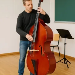 Arvada DB-400 3/4 Strrelse/Fuld Strrelse Kontrabas inkl. bue &amp; foret taske m/skulderrem    