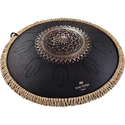 Meinl Sonic Energy OSTD1BKE 16" Oktav Steel Tongue Drum (D Kurd, laserbehandlet blomsterdesign, sort) inkl taske &amp; k�ller