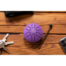 Meinl Sonic Energy PSTD1PLF 3" Pocket Steel Tongue Drum (A-dur, lotusblomst, lilla) inkl. k�lle