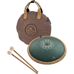 Meinl Sonic Energy OSTD4DGE Octave Steel Tongue Drum (f#-mol, 9 toner, 432 Hz, m�rkegr�n, blomsterdesign) inkl. tilbeh�r 