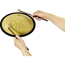 Meinl Sonic Energy CSTD3G 10" Kompakt Steel Tongue Drum (D-Moll, 8 Toner, 432 Hz, Guld) 