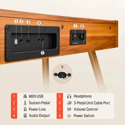 Donner DDP-80 Digital Klaver (88 fuldt v�gtede hammer-action tangenter) inkl. tripel-pedal (tr�)