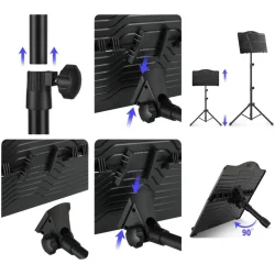 Donner DMS-1 Justerbar Nodepult inkl. taske, nodelampe, USB-kabel &amp; nodeklemmee