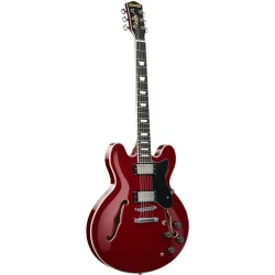 Donner DJP-1000R Semi-hollow Elektrisk Guitar m/HH-konfiguration inkl. taske &amp; tilbeh�r (R�d Gloss) 