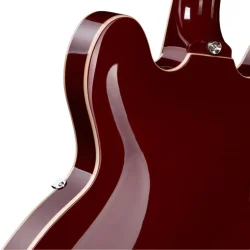 Donner DJP-1000R Semi-hollow Elektrisk Guitar m/HH-konfiguration inkl. taske &amp; tilbeh�r (R�d Gloss) 