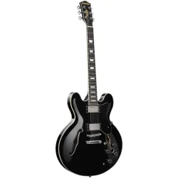 Donner DJP-1000B Semi-hollow Elektrisk Guitar m/HH-konfiguration inkl. taske &amp; tilbeh�r (Sort Gloss)