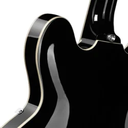 Donner DJP-1000B Semi-hollow Elektrisk Guitar m/HH-konfiguration inkl. taske &amp; tilbeh�r (Sort Gloss)