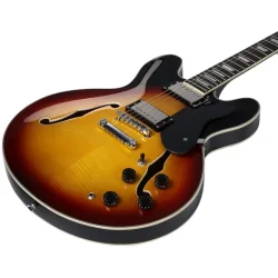 Donner DJP-1000S Semi-hollow Elektrisk Guitar m/HH-konfiguration inkl. taske &amp; tilbeh�r (Sunburst)