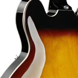 Donner DJP-1000S Semi-hollow Elektrisk Guitar m/HH-konfiguration inkl. taske &amp; tilbeh�r (Sunburst)