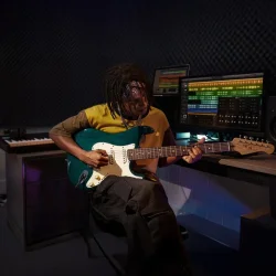 Donner DST-400B Elektrisk Guitar inkl. taske &amp; tilbeh�r (M�rkegr�n)