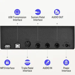 Donner DEP-10 Digital-Elektrisk 'Begynder' Klaver (88 semi-v�gtede tangenter) inkl. pedaler &amp; stativ
