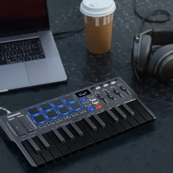 Donner DMK-25 Pro MIDI Keyboard m/25 velocityf�lsomme mini tangenter &amp; 8 anslagsf�lsomme RGB-pads 