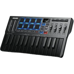 Donner DMK-25 Pro MIDI Keyboard m/25 velocityf�lsomme mini tangenter &amp; 8 anslagsf�lsomme RGB-pads 