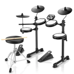 Donner DED-80 Elektrisk 'Begynder' Trommes�t (4 trommer, 3 b�kken) inkl. trommestol, pedaler m.m. 
