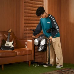 Donner DED-80 Elektrisk 'Begynder' Trommes�t (4 trommer, 3 b�kken) inkl. trommestol, pedaler m.m. 