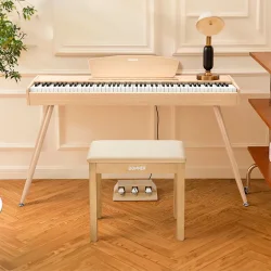Donner DDP-80 Digital Klaver (88 fuldt v�gtede hammer-action tangenter) inkl. tripel-pedal (lys tr�)