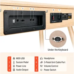 Donner DDP-80 Digital Klaver (88 fuldt v�gtede hammer-action tangenter) inkl. tripel-pedal (lys tr�)