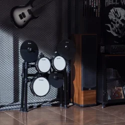 Donner DED-200MAX Elektrisk Trommes�t (5 trommer, 3 b�kken) inkl. trommestol, hovedtelefon m.m.