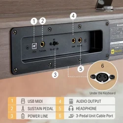 Donner DDP-60 Digital 'Begynder' Klaver (88 semi-v�gtede tangenter) inkl. tripel-pedal (gr� tr�)