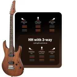 Donner DST-700 Elektrisk Guitar m/HH-konfiguration inkl. taske (Naturlig)