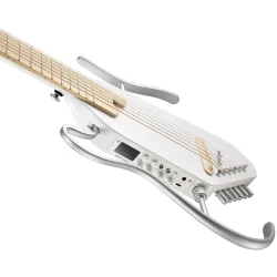 Donner HUSH-I PRO Silent Travel Elektrisk Guitar m/18 indbyggede effekter inkl. taske &amp; tilbeh�r (Metallic White)
