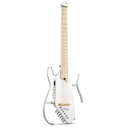 Donner HUSH-I PRO Silent Travel Elektrisk Guitar m/18 indbyggede effekter inkl. taske &amp; tilbeh�r (Metallic White)