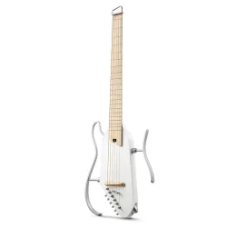 Donner HUSH-I PRO Silent Travel Elektrisk Guitar m/18 indbyggede effekter inkl. taske &amp; tilbeh�r (Metallic White)