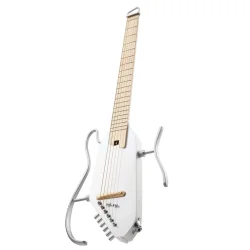 Donner HUSH-I PRO Silent Travel Elektrisk Guitar m/18 indbyggede effekter inkl. taske &amp; tilbeh�r (Metallic White)