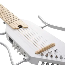 Donner HUSH-I PRO Silent Travel Elektrisk Guitar m/18 indbyggede effekter inkl. taske &amp; tilbeh�r (Metallic White)
