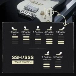 Donner DST-550 Elektrisk Guitar m/HSS-konfiguration inkl. taske (Sort) 