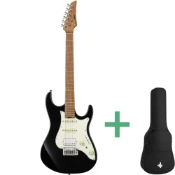 Donner DST-550 Elektrisk Guitar m/HSS-konfiguration inkl. taske (Sort) 
