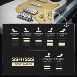 Donner DST-550 Elektrisk Guitar m/SSH-konfiguration inkl. taske (Hvid)