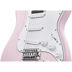 Donner DST-80 Komplet Elektrisk Guitar Begynder Pakke inkl. �veforst�rker, taske &amp; tilbeh�r (Shell Pink) 