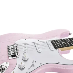 Donner DST-80 Komplet Elektrisk Guitar Begynder Pakke inkl. �veforst�rker, taske &amp; tilbeh�r (Shell Pink) 