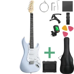 Donner DST-80 Komplet Elektrisk Guitar Begynder Pakke inkl. �veforst�rker, taske &amp; tilbeh�r (Sonic Blue)