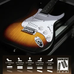 Donner DST-80 Komplet Elektrisk Guitar Begynder Pakke inkl. �veforst�rker, taske &amp; tilbeh�r (Sunburst)