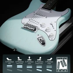 Donner DST-80 Komplet Elektrisk Guitar Begynder Pakke inkl. �veforst�rker, taske &amp; tilbeh�r (Surf Green)