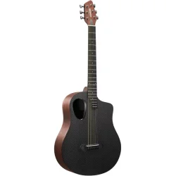 Donner RISING-G1 Rejse St�rrelse Western Guitar inkl. taske &amp; tilbeh�r (Kulfiber-top &amp; Sapele-krop)